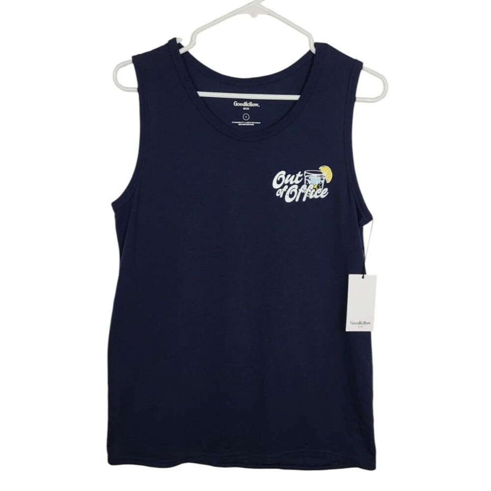 Goodfellow Co "Out of Office" Blue Sleeveless Tank Top Shirt Size Small